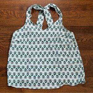 LOFT Floral Cross Back Tank Top - Light Blue - Size Small